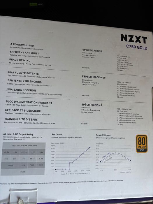 Захранване NZXT C750, 750W 80+ Gold Full Modular