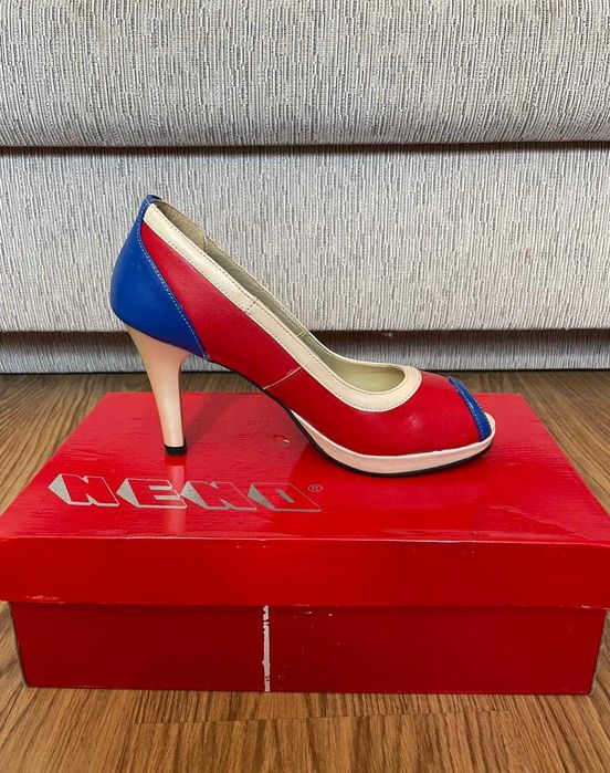 Pantofi cu toc Femei rosu-albastru