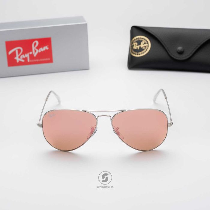 Ochelari de soare Ray Ban Aviator RB 3025  Lentila roz semi-oglinda