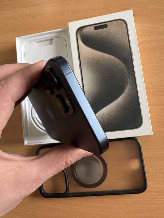 iPhone 15 Pro Max, Blue Titan, impecabil