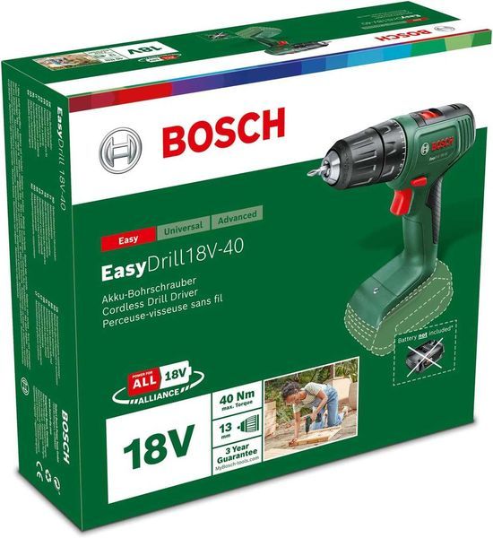 Акумулаторен Винтоверт Bosch EasyDrill 18V-40, 18V, SOLO 06039D8000, 2 години Гаранция, Нов