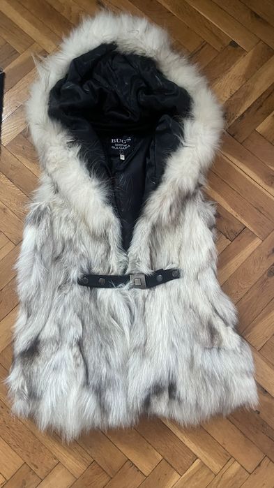 Елек-естествена кожа сребърна лисица