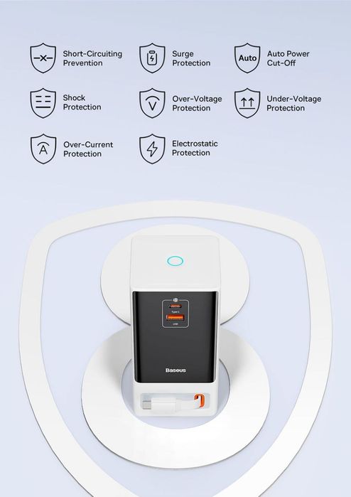 Baseus 65w Gan5 Smart Power Strip Зарядное устройство+ сетевой фильтр
