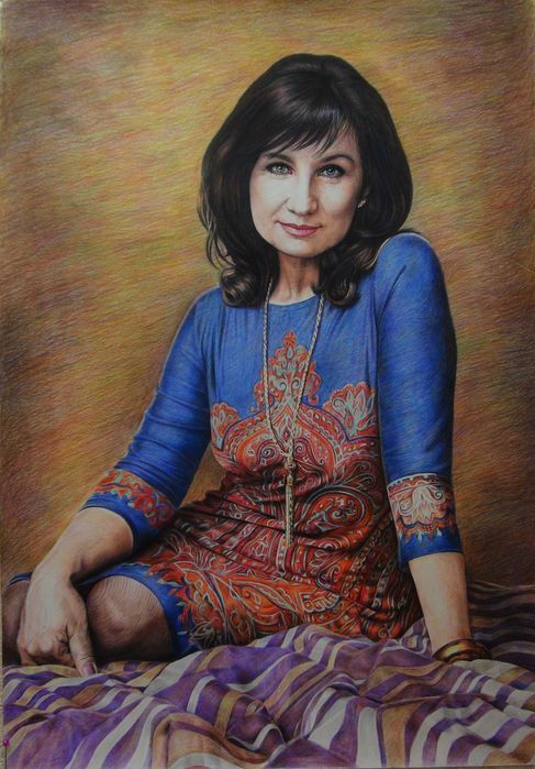 Портреты по фото на заказ углем, цветными карандашами