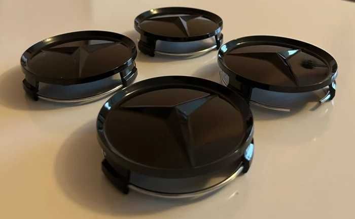 set 4 capace mercedes 75mm negru complet pentru mercedes