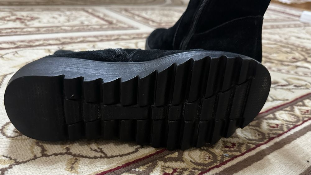 Сапоги замшевые чёрные