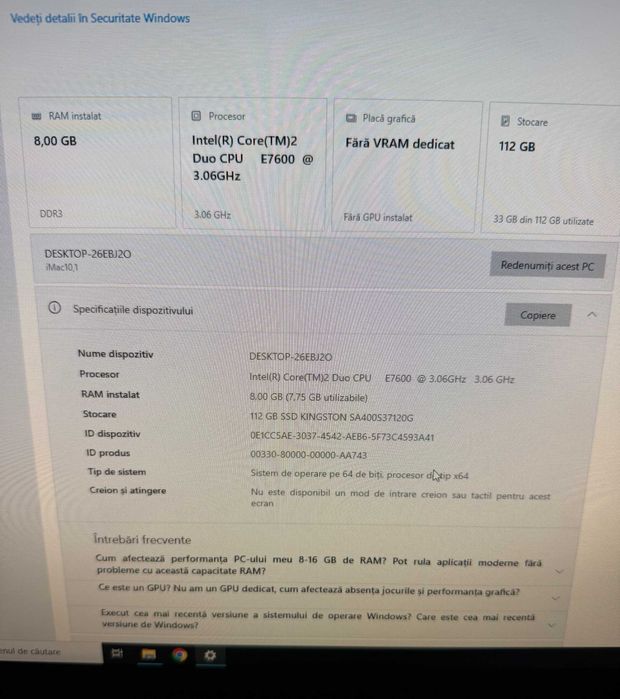 Calculator/Sistem Apple iMac 21.5", 8Gb, 500Gb