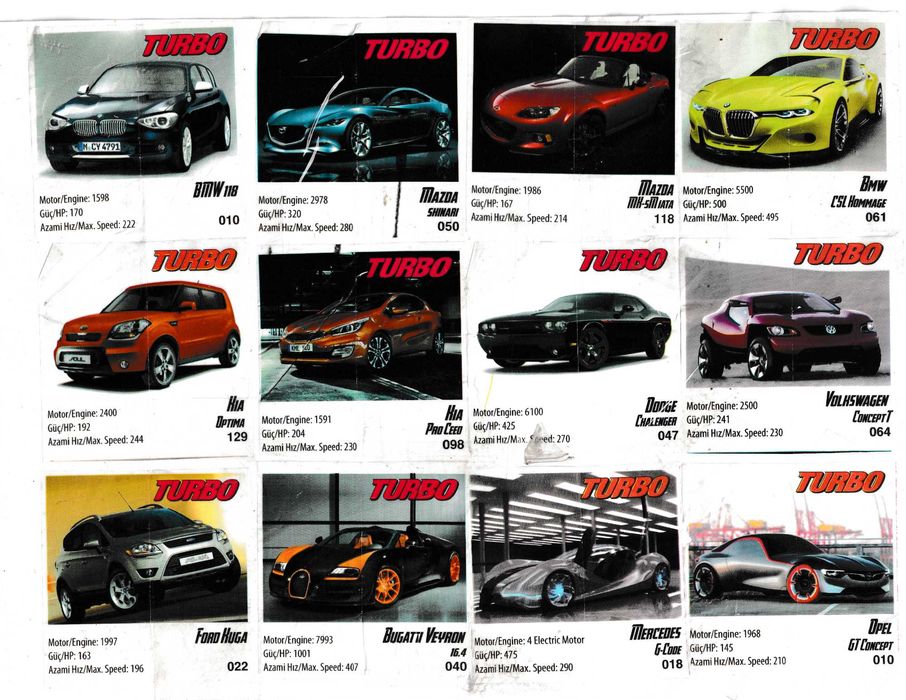 Colecție 36 Masini Turbo originale