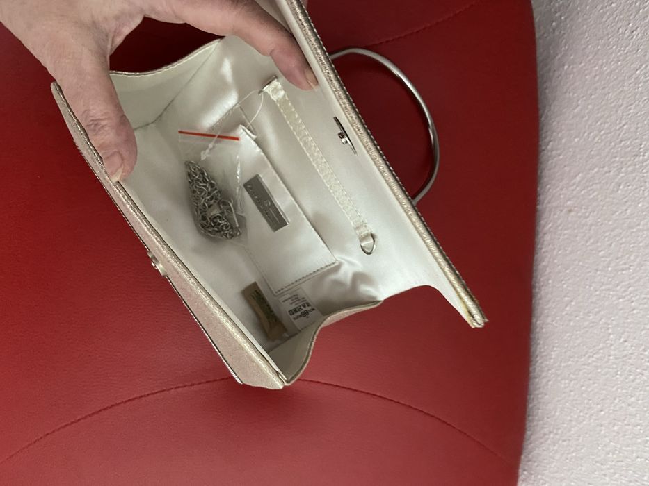 Geantă clutch elegantă de nunta Craciun mâner metalic, nou nouta