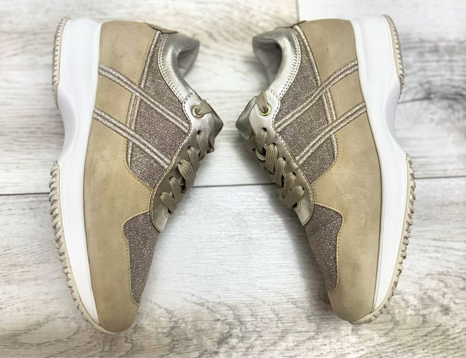Sneakers ORIGINALI Hogan damă 37 bej auriu platformă comozi