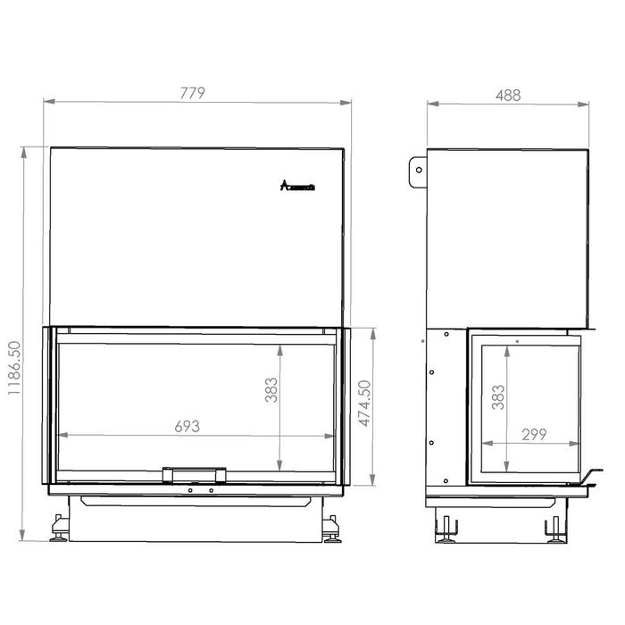 Semineu metalic pe lemne CRYSTAL 80 – ECO