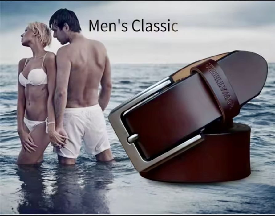 Мъжки, премиум кожен колан COWATHER*/Естест. телешка кожа -10%Промоция