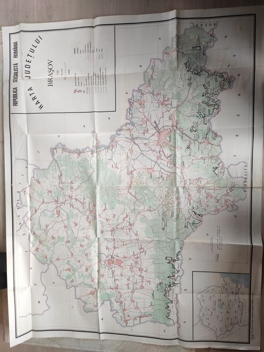 Harta veche judetul Brașov comunista 1981