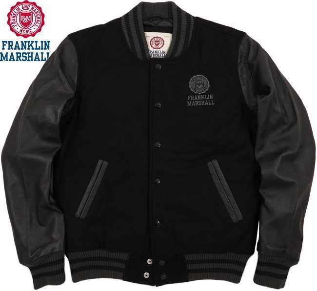 XL/L FRANKLIN MARSHALL Varsity Jacket Monochrome Black  Ест.Кожа