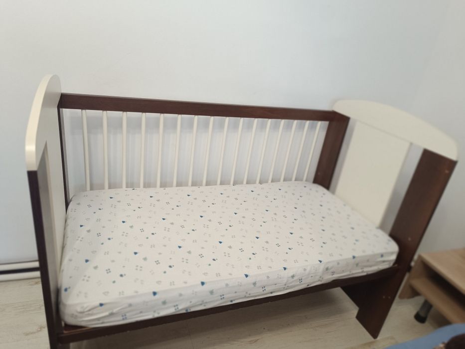 Pătuț 120x60 cm culoare crem-wenge