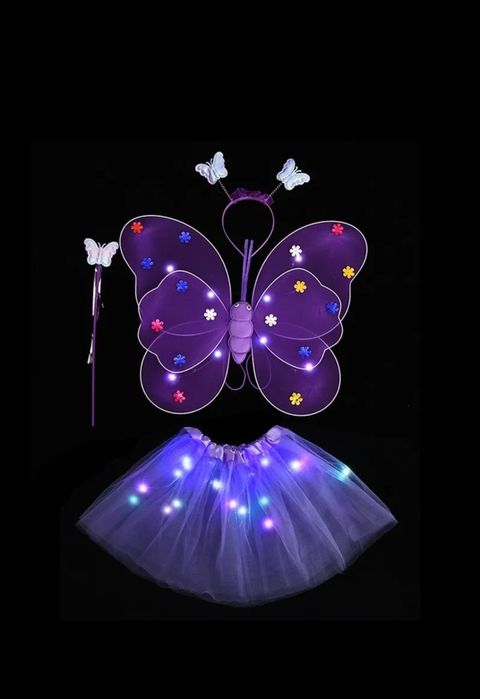 Set de zâne cu leduri ( fustițe, bentițe,aripi și bagheta)