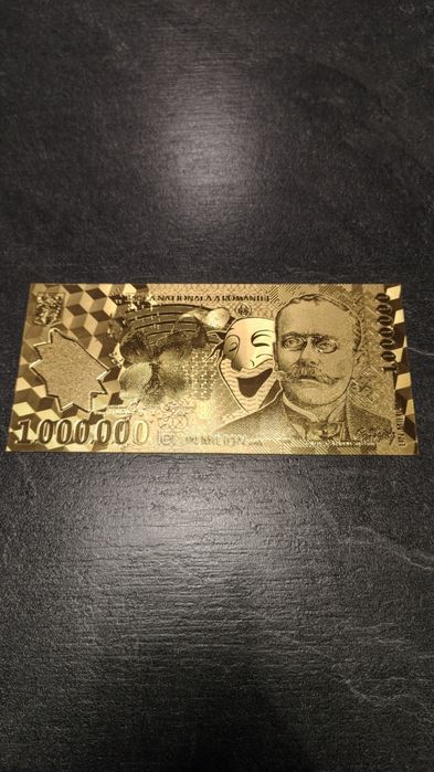 Bancnota 1.000.000 lei din polimer placat cu aur 24k