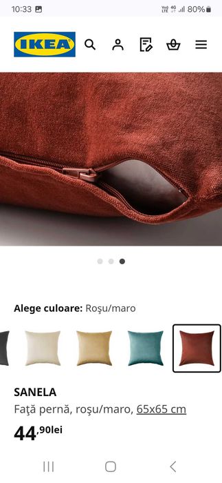 Fețe de pernă de catifea de bumbac, roșu, Sanela de la ikea, 65x65 cm