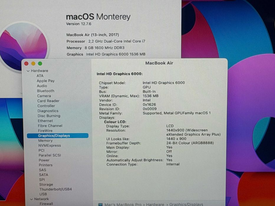 MacBook Air 13 2017`Core i7-5650U/512GB SSD/8GB RAM/Батерия 8ч