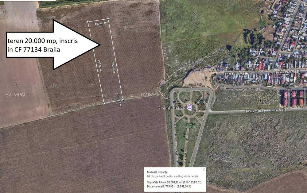 Teren intravilan 20.000 mp Braila zona Parcul Triunghi
