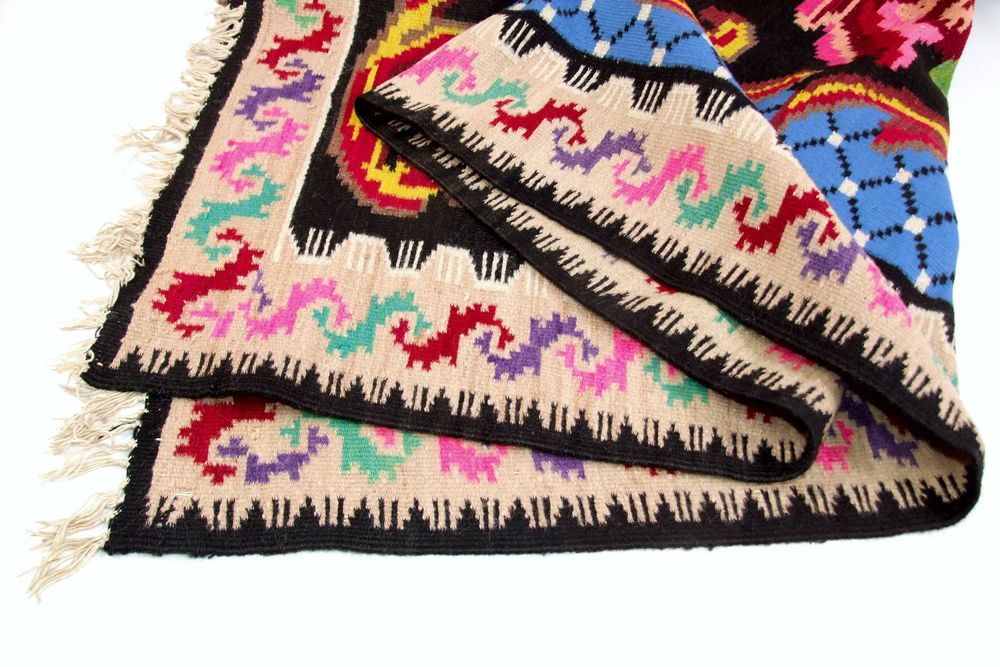 SCOARTA Bucovina, covor lana tesut la razboi, 2,20 x 1,25 m, ca NOUA