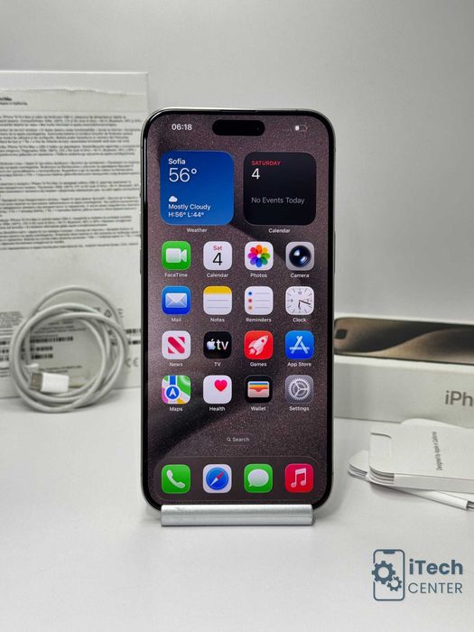 iPhone 15 Pro MAX, 256GB, Natural Titanium, КАТО НОВ, 1г. ГАРАНЦИЯ!