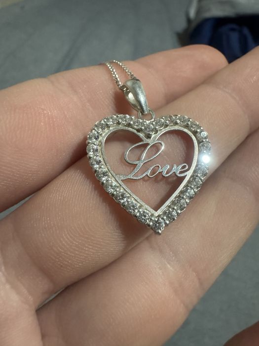 Сребърно колие сърце с циркони 925