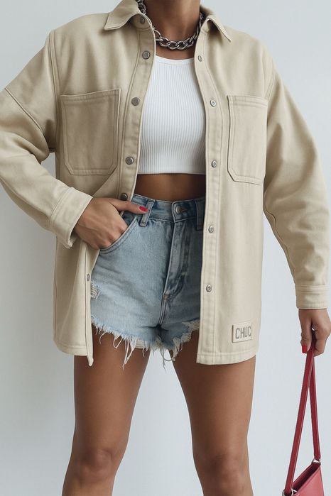 Дамска дълга дънкова риза - яке в 4 цвята