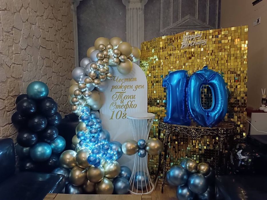 Изработка на празнична украса с балони за абитуриентски балове и др.