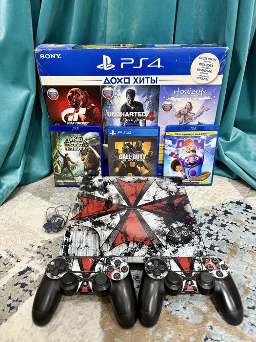 Ps 4 slim 500 GB + 2 геймпада и с играми