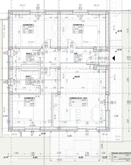 Casa individuala NZEB 4 CAM 145.35 mp teren 680 mp Chinteni
