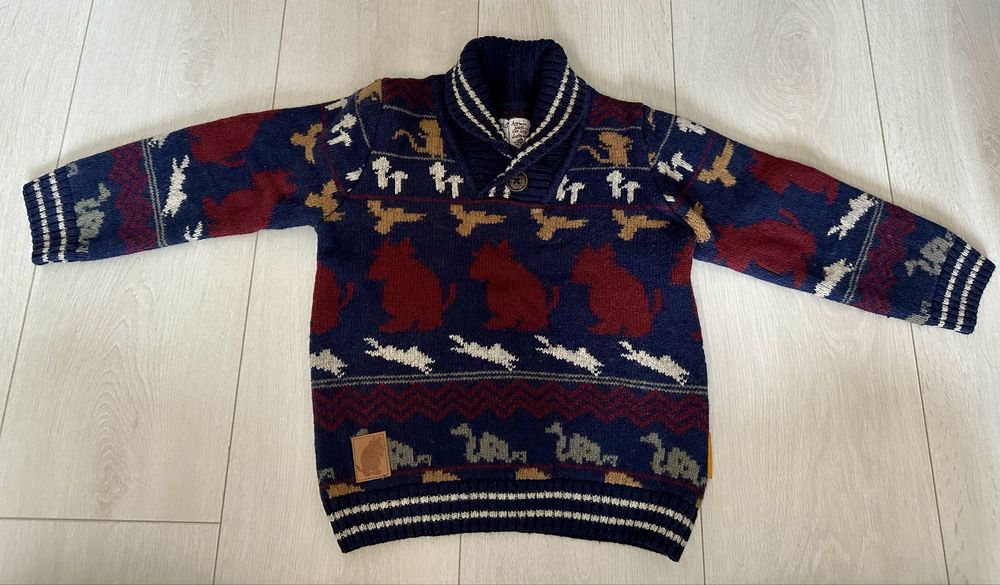 Pulover gros, bumbac & lână, Gruffalo, 98 / 104, TU, Nou fără etichetă