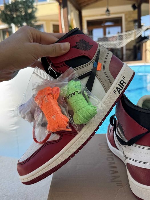 Jordan 1 High Off-White Chicago Мъжки Кецове 44  EUR + Кутия Нови