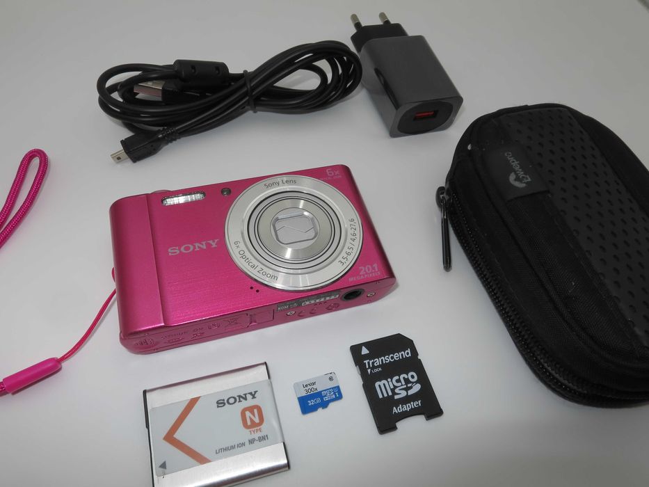 Sony Cyber-shot DSC-W810 ултра компактен цифрова фотоапарат, розова дигитална камера, 20 MP, 6x оптичен зум, отлично състояние