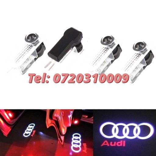 Set 2 Lumini Usi Lampi Portiere Logo Audi Dedicate Holograme