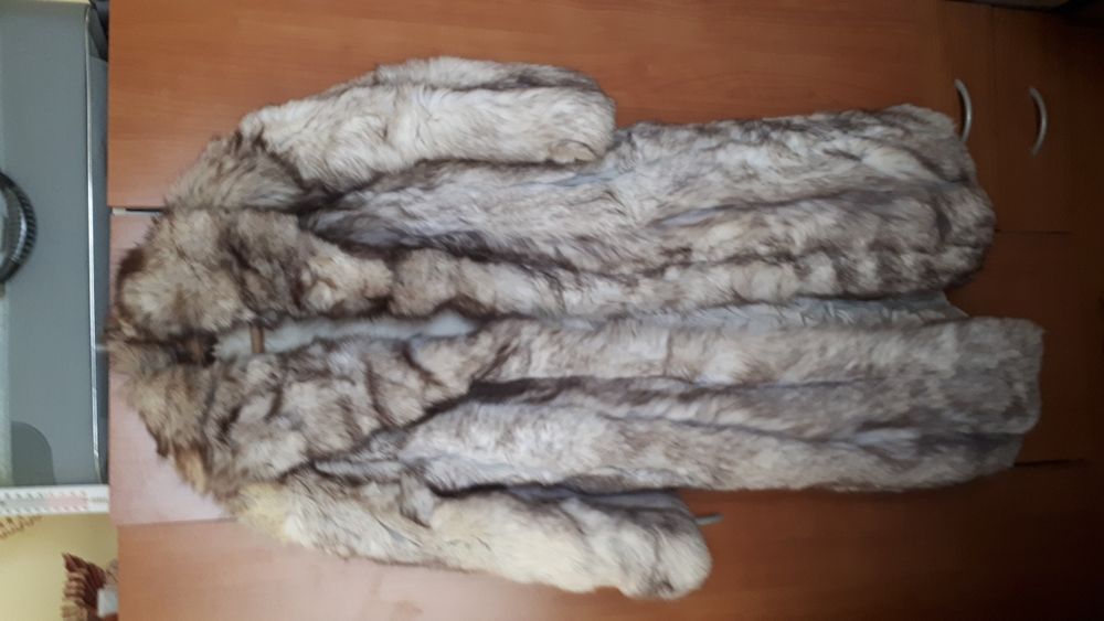 Промоция 100% естествен косъм Дълго палто от сребърна лисица