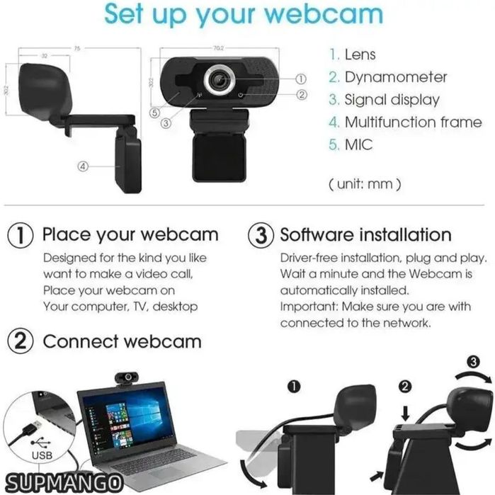 Usb Веб-камера Full HD со стереомикрофоном