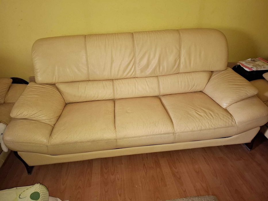 Set canapea si 2 fotolii combinatie din piele ecologica si piele