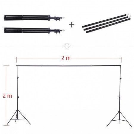 Kit foto 2 softbox,suport fundal 2x2 m,panza fundal verde+2x bec 150W