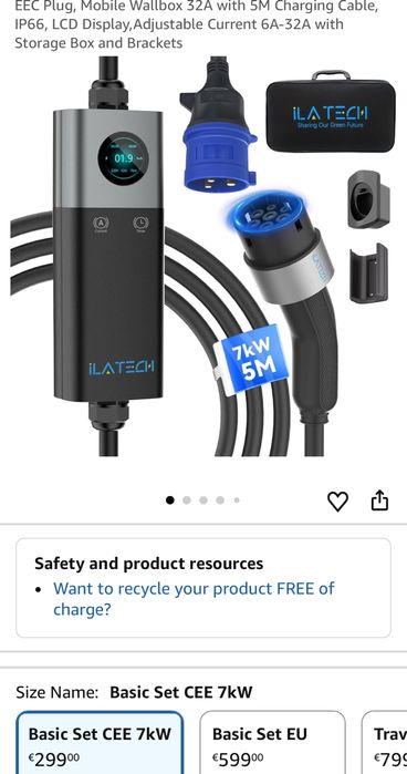 Stație încărcat mașini electrice monofazica 7kw