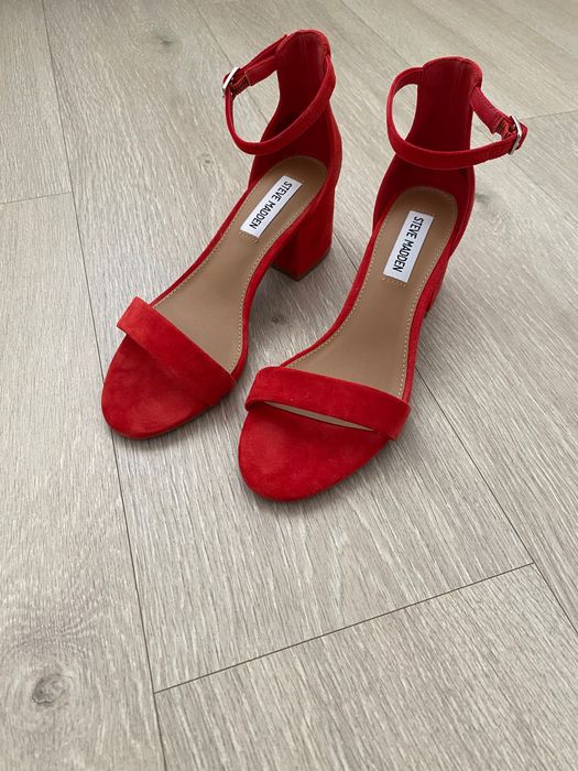 Sandale din piele intoarsa-culoarea rosie