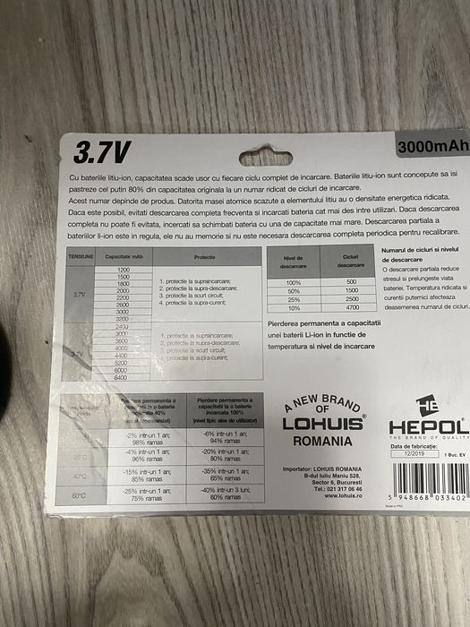 Acumulatori 3V / 3000mA / Model : 18650