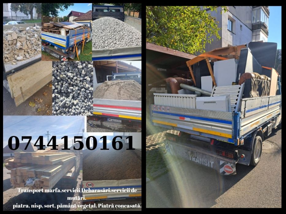 Transport piatra, moloz ,Debarasari apartamente, curți, Crengi,nisip