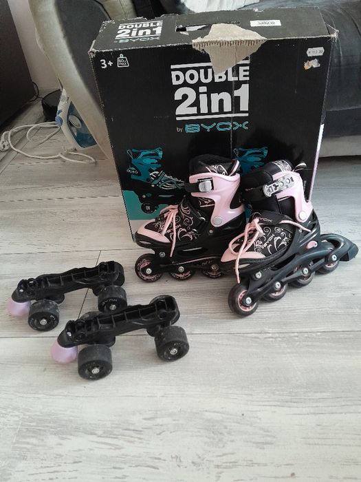 BYOX Регулируеми ролери-кънки 2в1 DOUBLE РОЗОВИ S /30-33/
