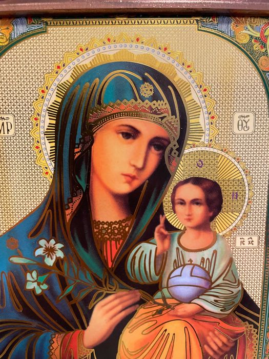 icoana veche icoana argintata maica domnului dim 24x27 icoana veche