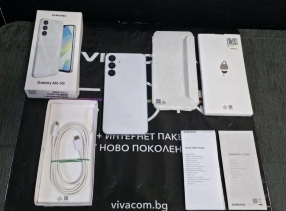 КАТО НОВ 128GB Samsung A16 5G +15w adaptor Гаранция Vivacom 2027г. Gr