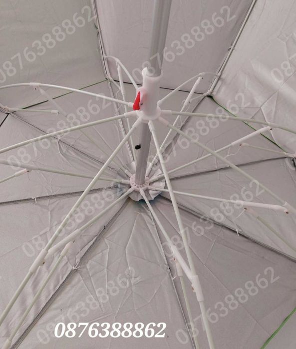 ПРОМО! Плажен чадър с чупещо рамо, УВ защита, калъф, тризъбец 190см.