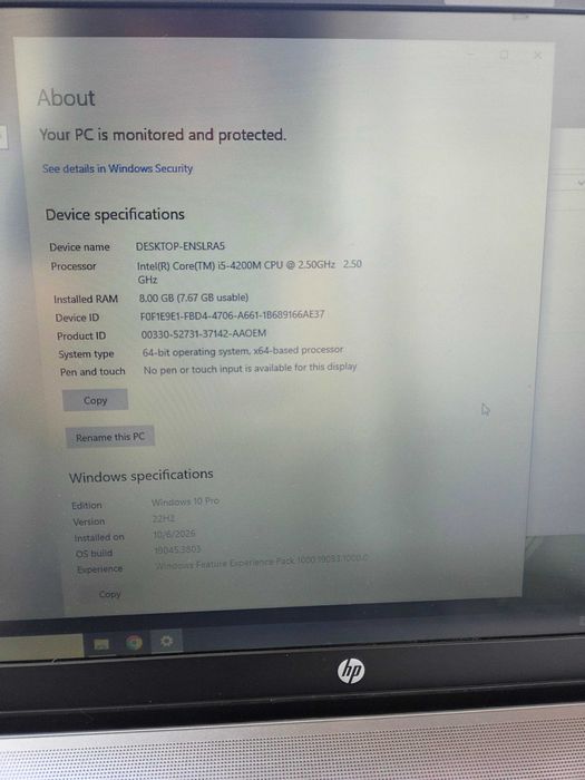 Laptop Hp470, 17", i5 gen 4, 8 gb ram, ssd 256 gb, perfect functional