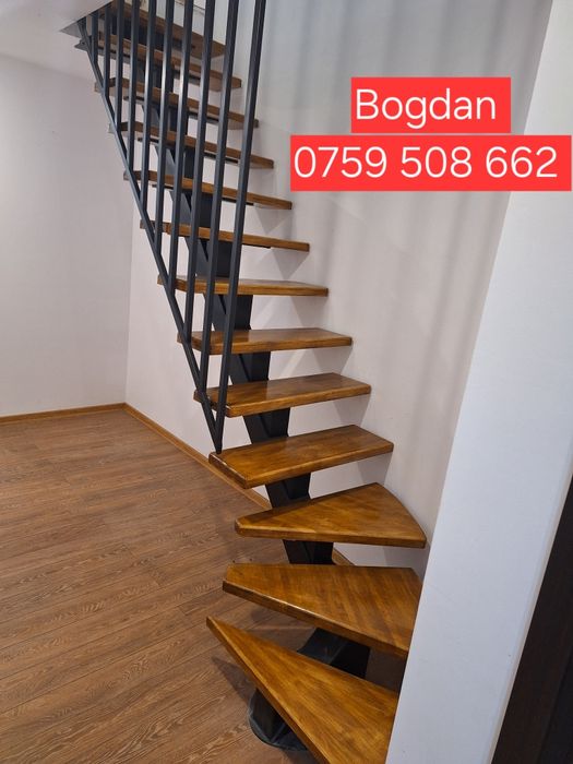 Vând scara spirala sau dreata de interior exterior lemn sau fier forja