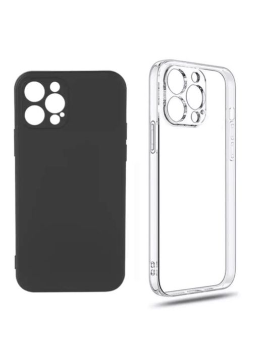 iPhone 11/12/13/14 PRO MAX - Husa Simple Case Slim Silicon Neagra/Clar